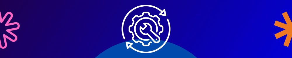 Gear and wrench icon surrounded by circular arrows, representing maintenance, optimization, and continuous improvement post-ecommerce migration.