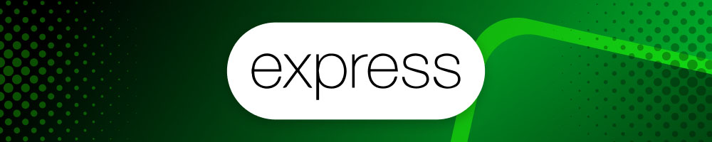 Green banner with the "express" framework logo in a white oval.