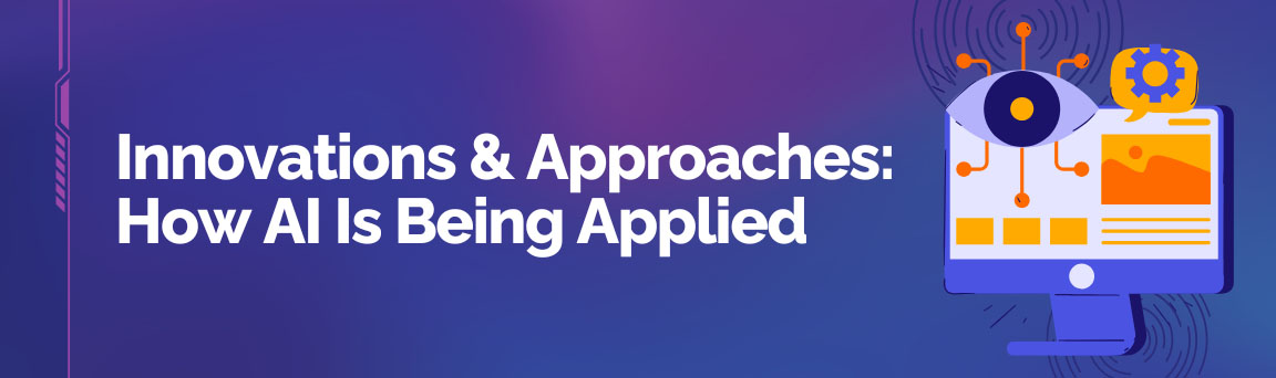 Illustration showing how AI innovations and modern approaches are applied in education.