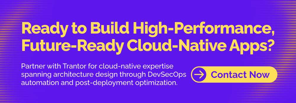 Call-to-action banner inviting businesses to build high-performance, future-ready cloud-native applications.