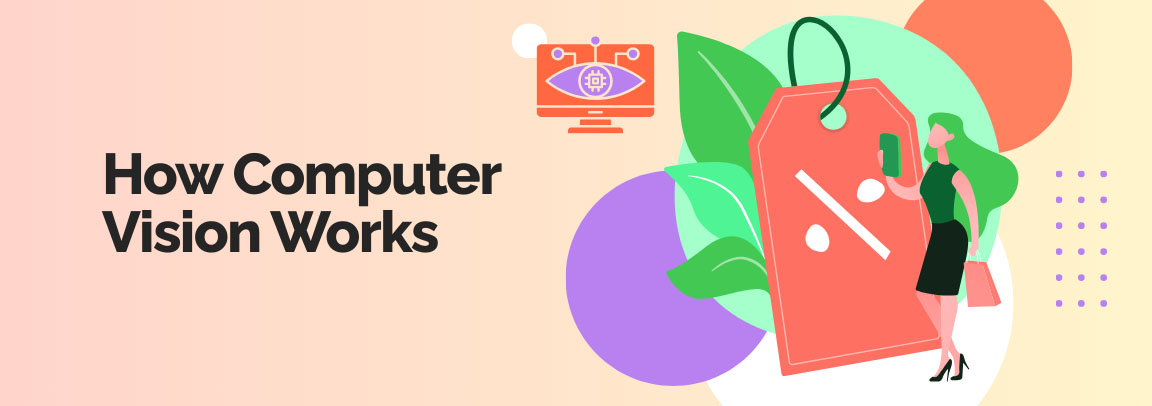 Illustration explaining how computer vision technology works in retail environments.