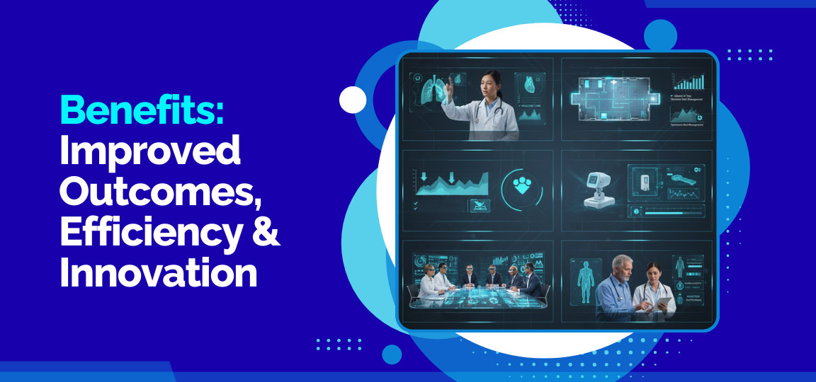 Digital twin benefits in healthcare, highlighting improved outcomes, efficiency, and medical innovation.