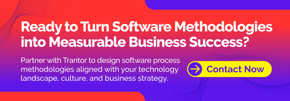 Call-to-action banner promoting software process methodologies aligned with business strategy and measurable success.