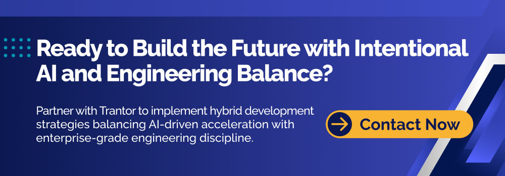 Enterprise banner highlighting the balance between AI-driven development and traditional software engineering.