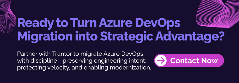 Azure DevOps migration consulting banner focused on strategic enterprise modernization and velocity.