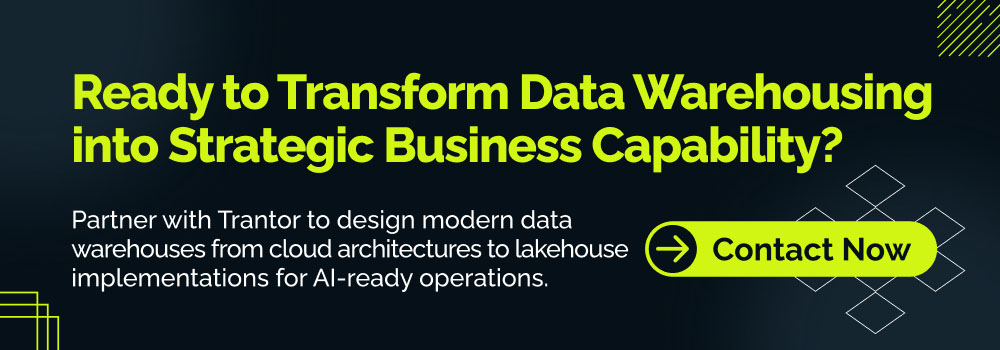 Modern data warehousing services enabling AI-ready, scalable, and cloud-based analytics solutions.