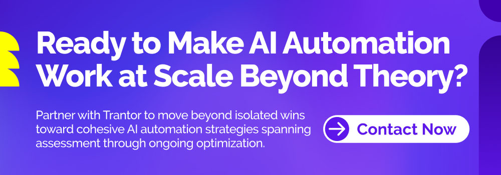 AI automation call-to-action banner encouraging businesses to scale intelligent automation solutions.