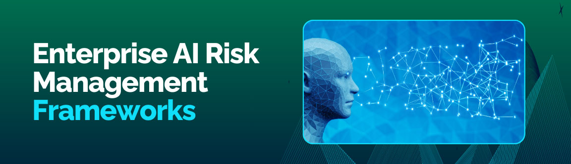 Enterprise AI risk management frameworks with digital human and network visualization