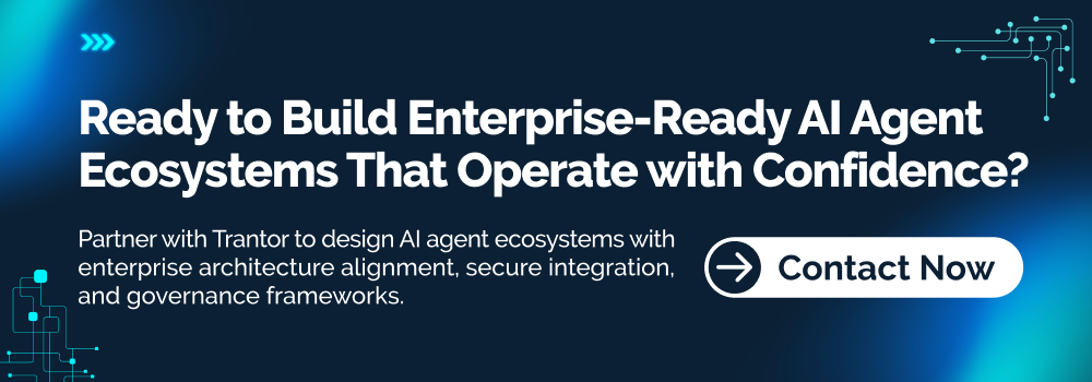 Enterprise AI agents ecosystem banner with architecture alignment and contact call to action