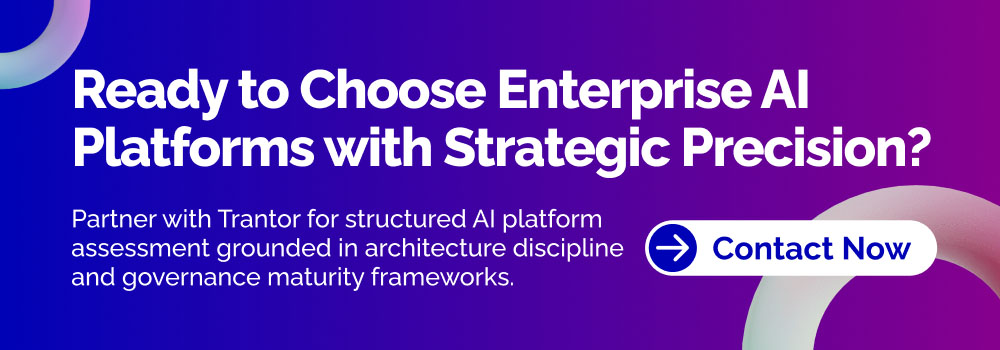 Enterprise AI platform selection banner with strategic assessment and contact call to action