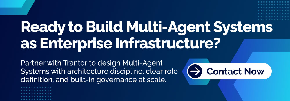 Call-to-action banner inviting enterprises to build scalable multi-agent systems with built-in governance.