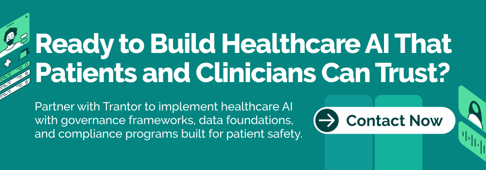 Healthcare AI implementation banner encouraging organizations to build trusted AI solutions for clinicians and patients