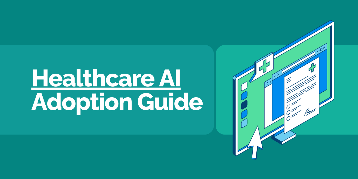 Healthcare AI adoption guide showing digital healthcare platform interface