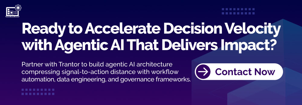 Agentic AI decision velocity banner highlighting faster decision-making, workflow automation, and enterprise AI impact