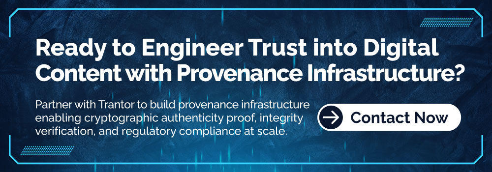 Digital provenance in AI banner highlighting content authenticity, cryptographic verification, and trust in digital media