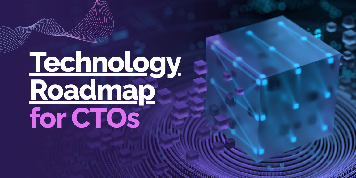 Technology roadmap for CTOs explained with digital infrastructure, cloud systems, and scalable architecture visualization