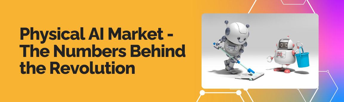 Physical AI market growth and robotics revolution with autonomous robots performing tasks
