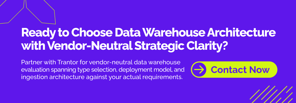 Enterprise data warehouse consulting services for selecting architecture, deployment model and ETL strategy based on business requirements