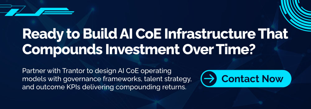 AI Center of Excellence consulting for governance, talent strategy, operating models and measurable business outcomes