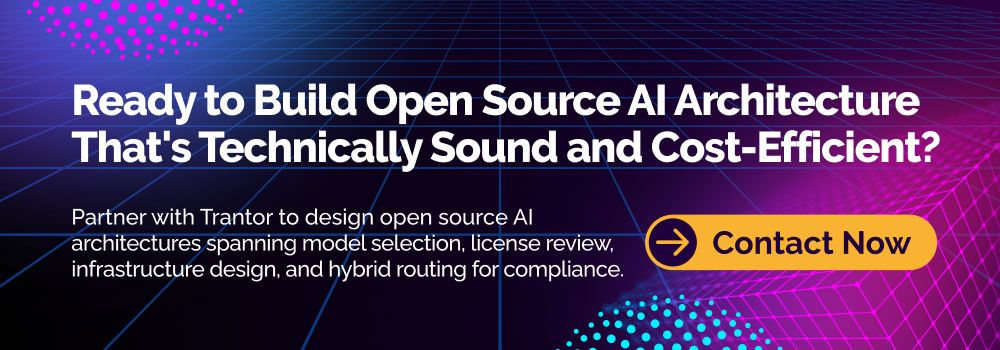 Open source AI architecture consulting for model selection, infrastructure design, compliance and hybrid AI deployment