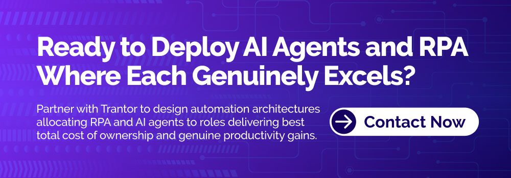 Enterprise AI agents and RPA consulting services for intelligent automation, workflow optimization and digital transformation